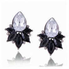 Load image into Gallery viewer, Black Blue Crystal Rhinestone Drop Earrings