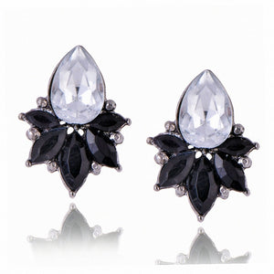 Black Blue Crystal Rhinestone Drop Earrings