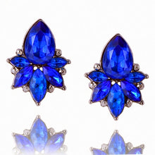 Load image into Gallery viewer, Black Blue Crystal Rhinestone Drop Earrings