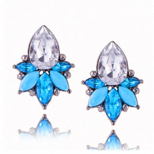 Black Blue Crystal Rhinestone Drop Earrings