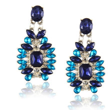 Load image into Gallery viewer, Black Blue Crystal Rhinestone Drop Earrings