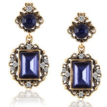 Load image into Gallery viewer, Black Blue Crystal Rhinestone Drop Earrings