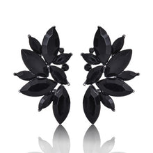 Load image into Gallery viewer, Black Blue Crystal Rhinestone Drop Earrings