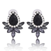 Load image into Gallery viewer, Black Blue Crystal Rhinestone Drop Earrings
