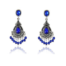 Load image into Gallery viewer, Vintage Luxury Blue Crystal Tassel Drop Earring