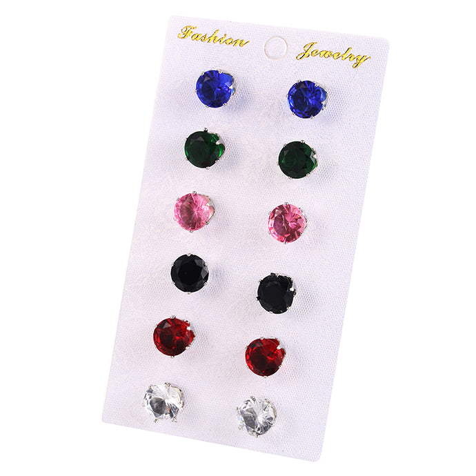 Mixed Color Crystal Stud Earring